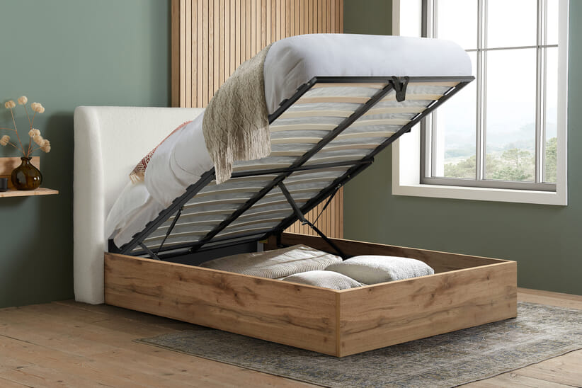 An image for Halfden White Boucle Ottoman Bed