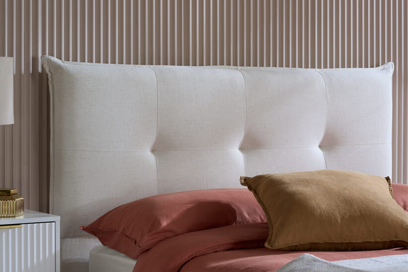 An image for Haven White Fabric Ottoman Bed