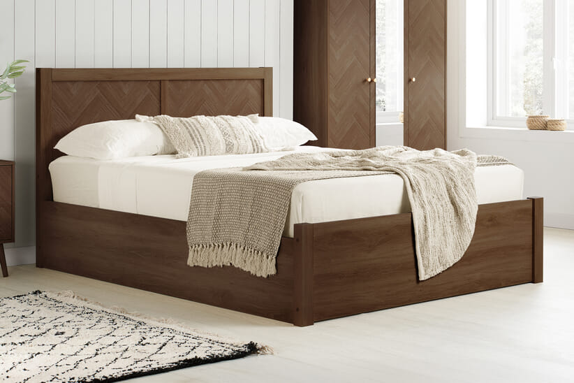 An image for Herringford Walnut Effect Ottoman Bed