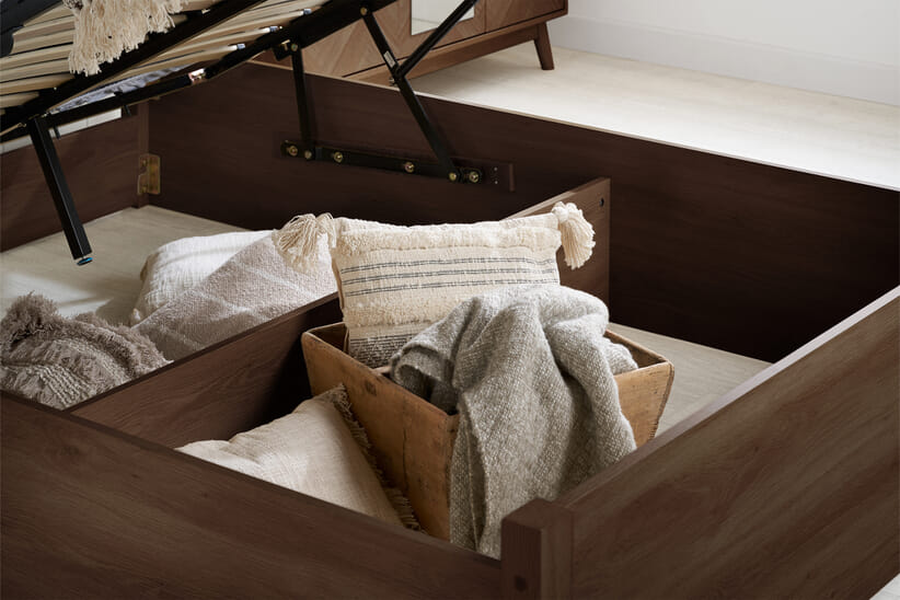 An image for Herringford Walnut Effect Ottoman Bed