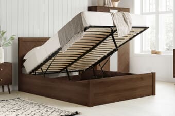 A product image for the Herringford Walnut Effect Ottoman Bed