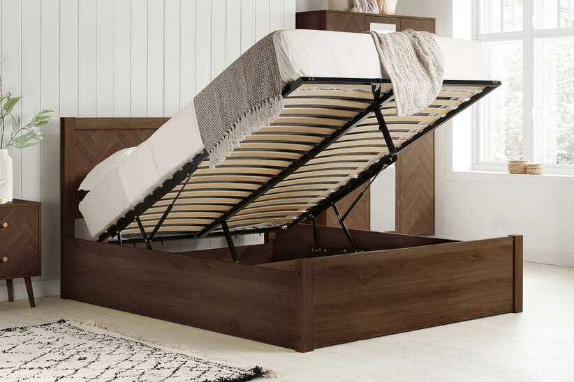 An image for Herringford Walnut Effect Ottoman Bed
