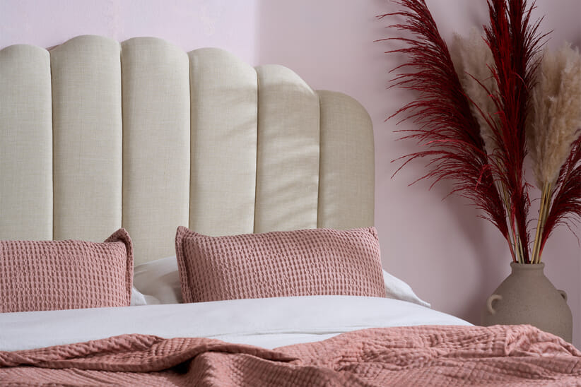 An image for Monaco Beige Fabric Ottoman Bed