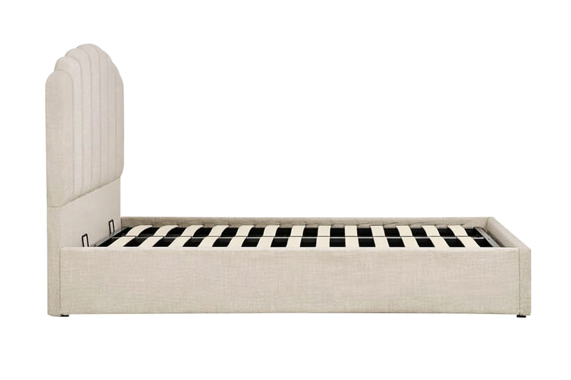 An image for Monaco Beige Fabric Ottoman Bed