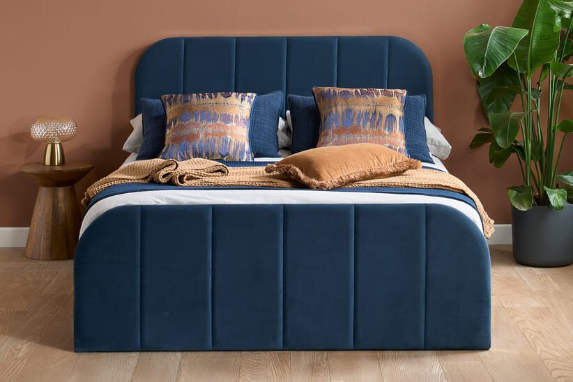 An image for Rowan Navy Blue Velvet Bed