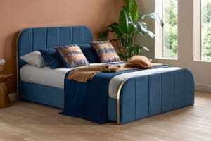 A product image for the Rowan Navy Blue Velvet Bed