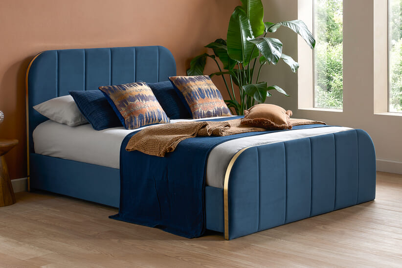 An image for Rowan Navy Blue Velvet Bed