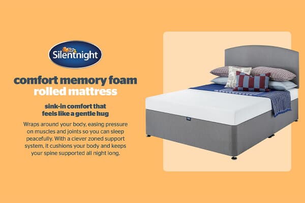 An image for Silentnight Hush Comfort Memory Foam Mattress  + Ottoman Divan Bed