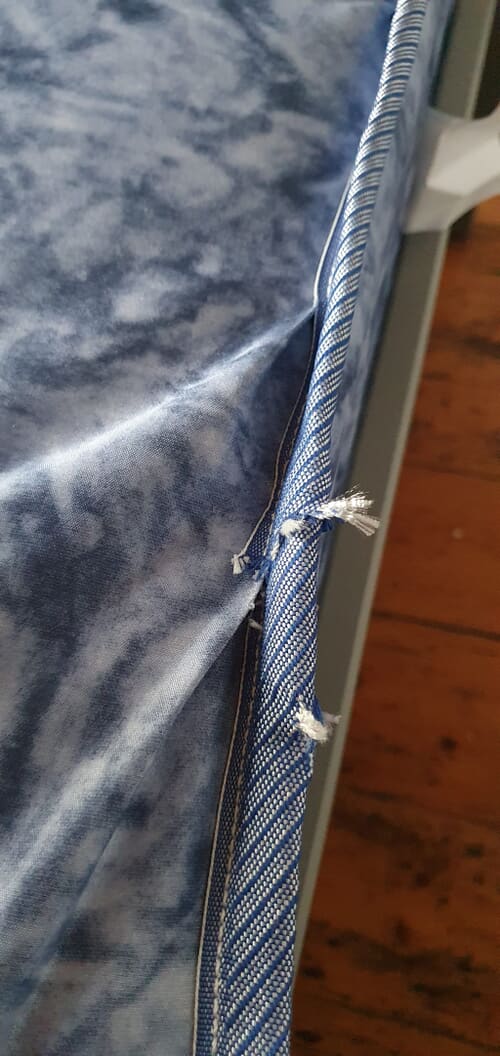 A customer photo for Nautilus Ortho Waterproof Contract Mattress - Very poor finish on the edges. Seems look like they would let moisture through.. Author: Ena Parry. Dated: 2023-10-06