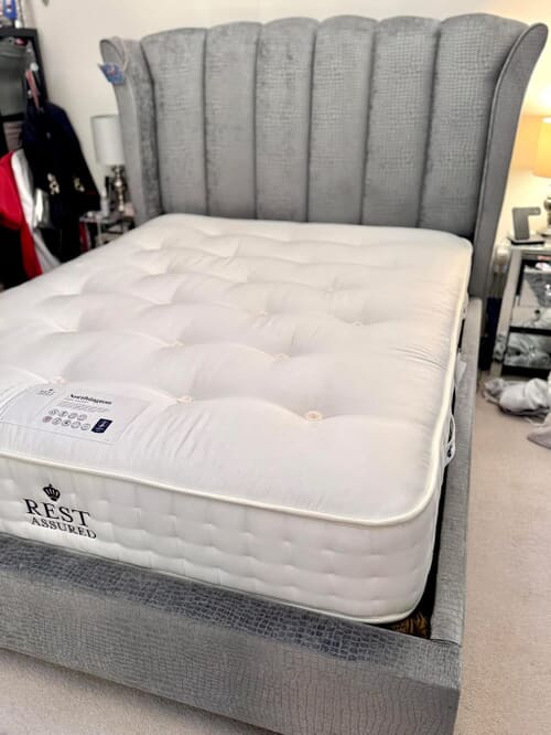 A customer photo for Rest Assured Northington 2000 Pocket Natural Mattress - Took a couple of nights to get used to-but absolutely love it now. Amazing mattr. Author: Lixie. Dated: 2025-01-15