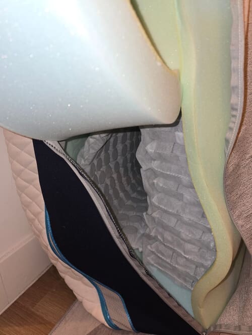 A customer photo for Simba Hybrid® Luxe Mattress - First one developed a deformity after 6 months and this one already started show. Author: R.a. Dated: 2025-09-30